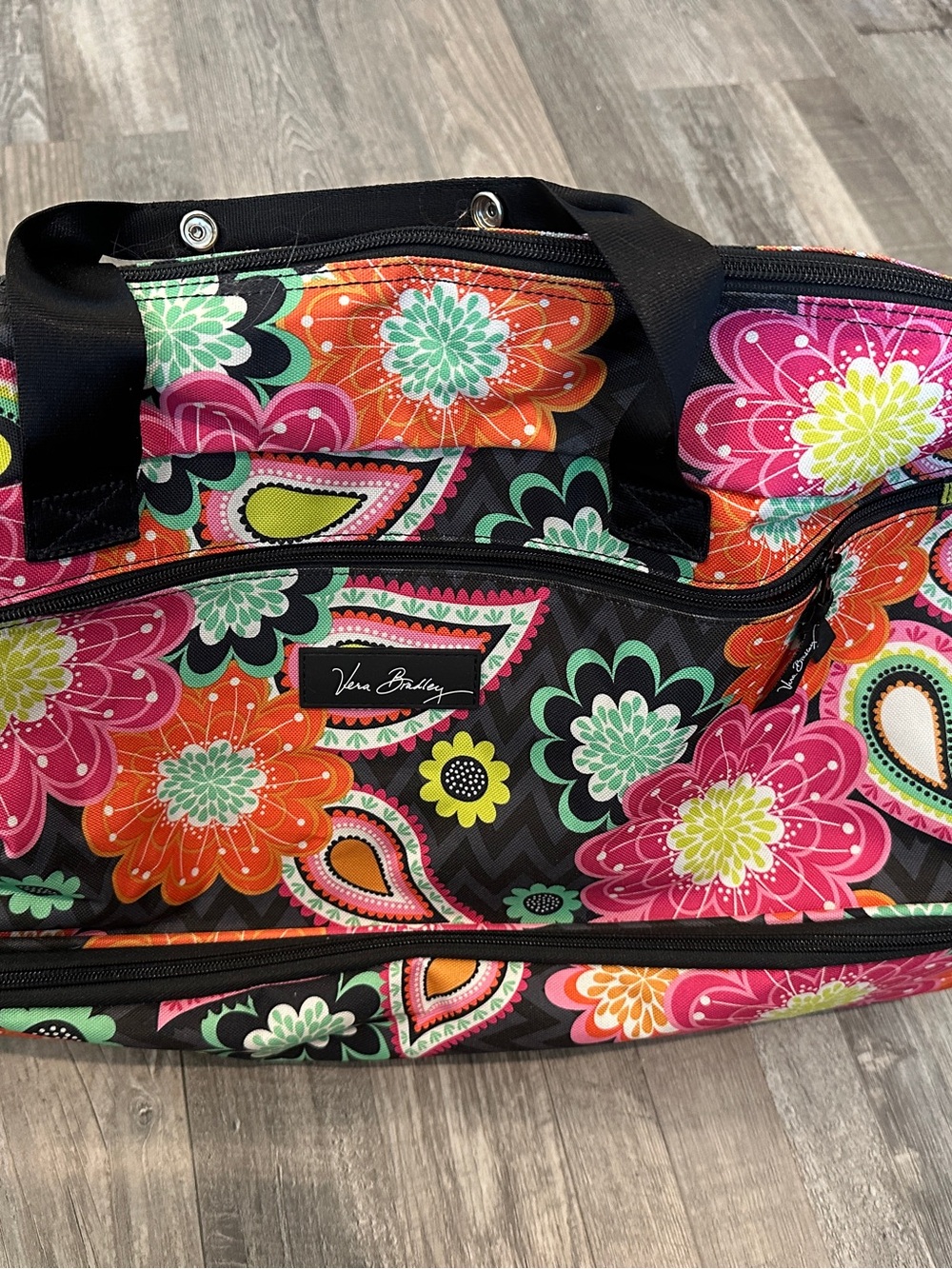Vera Bradley Black Multi Floral Paisley Travel Tote